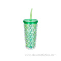 18 OZ double glazed plastic cup diamond cut sippy cup corn mug